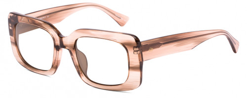Profile View of SITO SHADES Indi Designer Progressive Lens Prescription Rx Eyeglasses in Biscotti Brown Striped Crystal Unisex Square Full Rim Acetate 50 mm