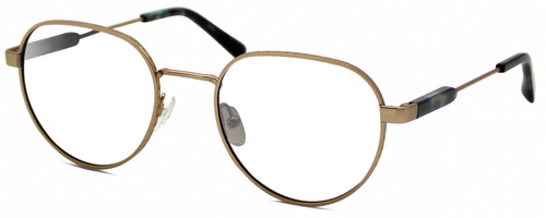 Profile View of Elton John BOHEMIAN Designer Reading Eye Glasses in Antique Light Gold Green Blue Tortoise Ladies Oval Full Rim Metal 48 mm