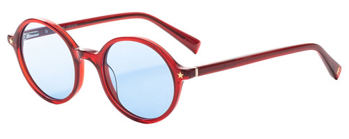 Profile View of Elton John CHORISTER Unisex Sunglasses in Ruby Red Crystal/Blue Anti-Glare 46 mm