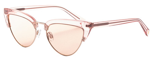 Profile View of Elton John DOO WOP 1 Womens Cat Eye Sunglasses Rose Crystal Gold/Peach Pink 54mm