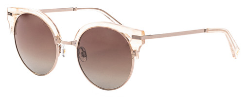 Profile View of Elton John DUCKTAIL 3 Cateye Sunglasses in Gold Holographic/Polarized Brown 52mm
