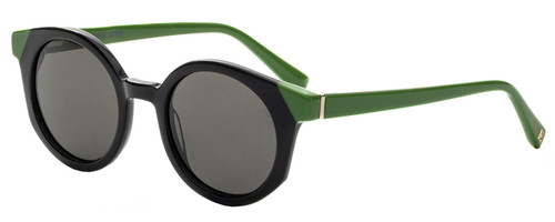 Profile View of Elton John GOGO 1 Unisex Designer Sunglasses in Black Green/Polarized Grey 47 mm