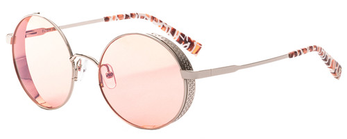Profile View of Elton John HIPPIE Unisex Sunglass Silver White Pink Mosaic/Rose Anti-Glare 54 mm