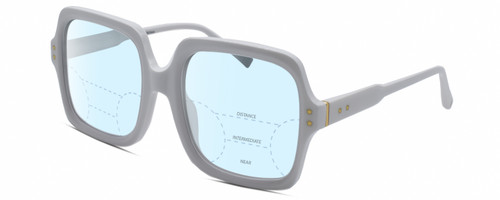 Profile View of Elton John INCOGNITO 2 Designer Progressive Lens Blue Light Blocking Eyeglasses in White Gold Unisex Square Full Rim Acetate 58 mm