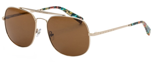 Profile View of Elton John LEMANS 1 Unisex Pilot Sunglasses Gold Red & Blue/Polarized Brown 57mm