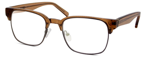 Profile View of Elton John PRIZE WINNER Designer Progressive Lens Blue Light Blocking Eyeglasses in Brown Crystal Black Gunmetal Unisex Panthos Full Rim Acetate 52 mm