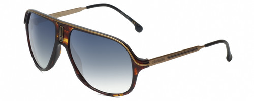 Profile View of Carrera SAFARI 65 Unisex Aviator Sunglasses Havana Brown Gold/Blue Gradient 62mm