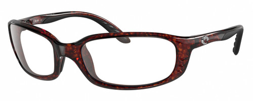 Profile View of Costa Del Mar Brine Designer Blue Light Blocking Eyeglasses in Brown Tortoise Havana Black Unisex Oval Full Rim Acetate 59 mm