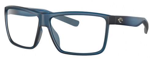 Profile View of Costa Del Mar Rinconcito Designer Progressive Lens Prescription Rx Eyeglasses in Matte Atlantic Blue Unisex Rectangular Full Rim Acetate 60 mm