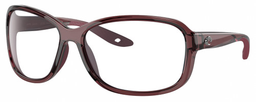 Profile View of Costa Del Mar Seadrift Designer Reading Eye Glasses in Urchin Purple Crystal Ladies Butterfly Full Rim Acetate 58 mm