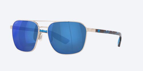 Profile View of Costa Del Mar Wader Unisex Pilot Sunglass Silver/Polarized Blue Mirror 580P 58mm