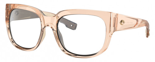 Profile View of Costa Del Mar Waterwoman Designer Single Vision Prescription Rx Eyeglasses in Shiny Blonde Crystal Beige Ladies Cat Eye Full Rim Acetate 55 mm