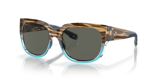 Profile View of Costa Del Mar Waterwoman Cat Eye Sunglasses Wahoo Brown/Polarized Gray 580G 55mm
