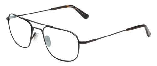 Profile View of American Optical Checkmate Designer Blue Light Blocking Eyeglasses in Matte Black Brown Tortoise Havana Unisex Pilot Full Rim Metal 56 mm