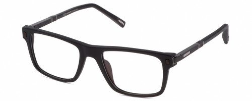 Profile View of Chopard VCH313-0703 Designer Single Vision Prescription Rx Eyeglasses in Matte Black Carbon Fiber/Wood Mens Rectangular Full Rim Acetate 53 mm