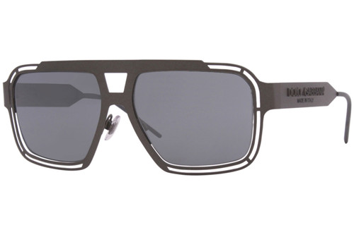 Profile View of Dolce & Gabbana DG2270-3276-87 Unisex Pilot Sunglasses in Black White/Grey 57 mm