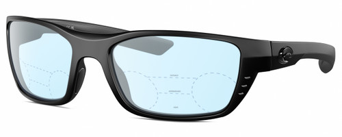 Profile View of Costa Del Mar Whitetip Designer Progressive Lens Blue Light Blocking Eyeglasses in Matte Black Unisex Rectangular Full Rim Acetate 58 mm