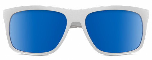 Front View of Costa Del Mar Baffin Unisex Square Designer Sunglasses in Grey/Blue Mirror 58 mm