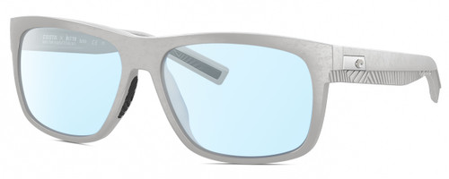Profile View of Costa Del Mar Baffin Designer Blue Light Blocking Eyeglasses in Matte Light Grey Unisex Square Full Rim Acetate 58 mm