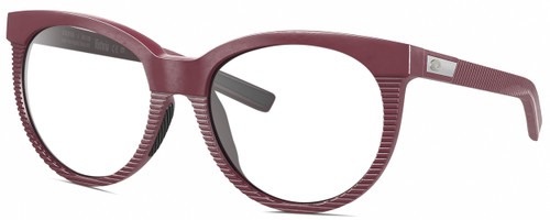 Profile View of Costa Del Mar Victoria Designer Single Vision Prescription Rx Eyeglasses in Matte Plum Purple Silver Ladies Cat Eye Full Rim Acetate 55 mm