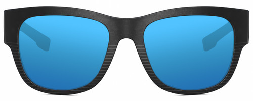 Front View of Costa Del Mar Caleta Unisex Sunglasses Black & Plum Purple/Grey Blue Mirror 55mm