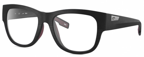 Profile View of Costa Del Mar Caleta Designer Single Vision Prescription Rx Eyeglasses in Matte Black Plum Purple Unisex Square Full Rim Acetate 55 mm
