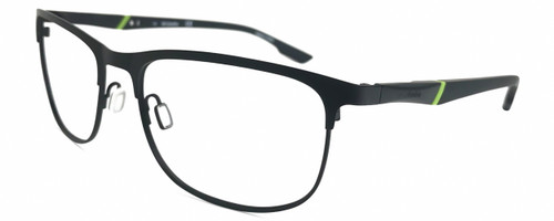 Profile View of Columbia C117S Designer Reading Glasses Satin Black Green Rectangular 59mm