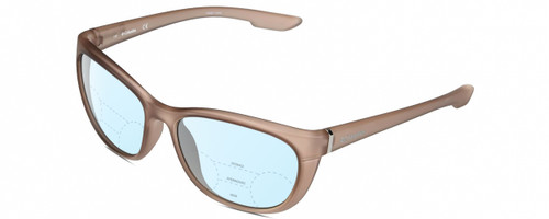 Profile View of Columbia C520S WILDBERRY Designer Progressive Lens Blue Light Blocking Eyeglasses in Wildberry Pink Brown Frosted Crystal Ladies Oval Full Rim Acetate 58 mm
