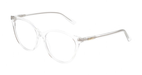 Profile View of QUAY Australia All Nighter Designer Progressive Lens Prescription Rx Eyeglasses in Clear Crystal Gold Ladies Cat Eye Full Rim Acetate 55 mm