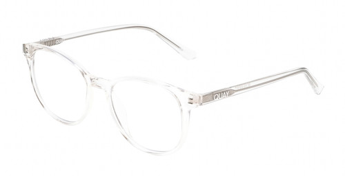 Profile View of QUAY Australia Blueprint Designer Progressive Lens Prescription Rx Eyeglasses in Clear Crystal Silver Unisex Round Full Rim Acetate 51 mm