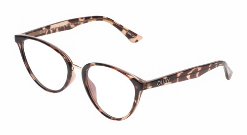 Profile View of QUAY Australia Rumours Cateye Blue Light Reading Glasses in Tortoise Havana 57mm