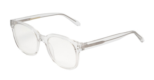 Profile View of BCBG BAR104BL Designer Single Vision Prescription Rx Eyeglasses in Clear Crystal Glitter Unisex Panthos Full Rim Acetate 52 mm