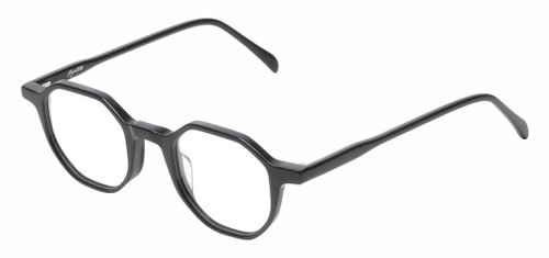Profile View of Reptile Softshell Designer Bi-Focal Prescription Rx Eyeglasses in Gloss Black Unisex Octagonal Full Rim Acetate 45 mm