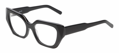 Profile View of Reptile Cryptodira Designer Reading Eye Glasses with Custom Cut Powered Lenses in Gloss Black Ladies Butterfly Full Rim Acetate 55 mm