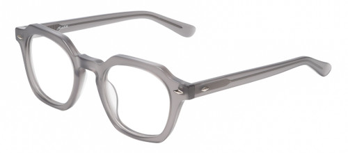Profile View of Reptile Liaochelys Designer Bi-Focal Prescription Rx Eyeglasses in Smoke Grey Crystal Silver Unisex Panthos Full Rim Acetate 48 mm