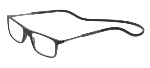 Profile View of Calabria SP02 Snap Magnetic Reading Glasses Black Front Connect Adjustable Temples Eyeglass Around Neck Hanging Readers