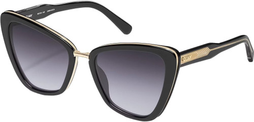 Profile View of QUAY Australia All Talk Womens Cat Eye Sunglasses in Gloss Black/Smoke Grey 58mm