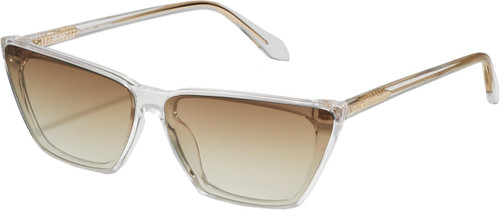 Profile View of QUAY Australia Bad Habit Women's Cat Eye Designer Sunglasses in Clear/Brown 65mm
