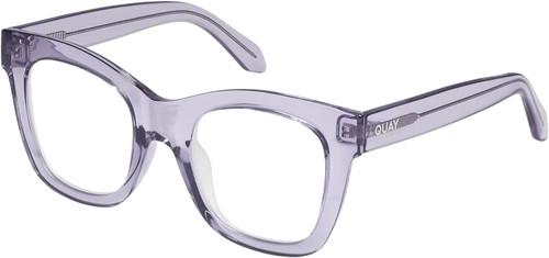 Profile View of QUAY Australia After Hours Designer Progressive Lens Blue Light Blocking Eyeglasses in Sweet Pea Lilac Ladies Cat Eye Full Rim Acetate 51 mm