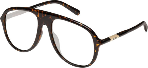 Profile View of QUAY Australia Chart Topper Designer Reading Eye Glasses in Dark Brown Tortoise Mens Pilot Full Rim Acetate 57 mm