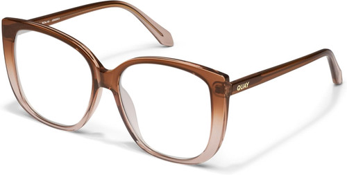 Profile View of QUAY Australia Ever After Designer Blue Light Blocking Eyeglasses in Brown Doe Ladies Cat Eye Full Rim Acetate 58 mm