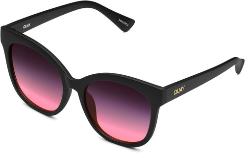 Profile View of QUAY Australia It's My Way CatEye Sunglasses in Matte Black/Black Pink Fade 59mm
