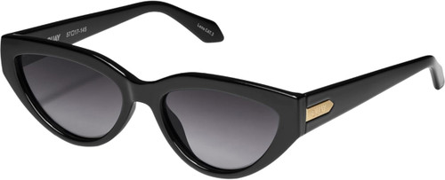 Profile View of QUAY Australia Narrow Down Women's Cat Eye Sunglasses in Gloss Black/Black 57 mm