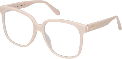 Profile View of QUAY Australia Wide Awake Designer Progressive Lens Blue Light Blocking Eyeglasses in Shiny Gold Ladies Panthos Full Rim Acetate 59 mm