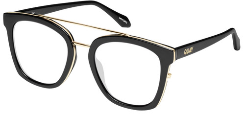 Profile View of QUAY Australia Sweet Dreams Designer Progressive Lens Blue Light Blocking Eyeglasses in Gloss Black Unisex Panthos Full Rim Acetate 54 mm