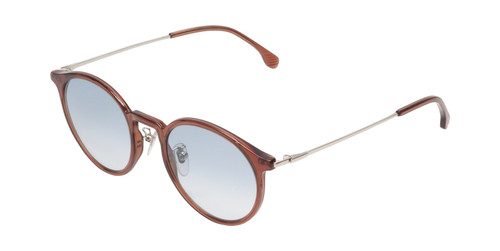 Profile View of Lozza SL4207M Unisex Round Designer Sunglasses in Crystal Brown & Grey Blue 50mm