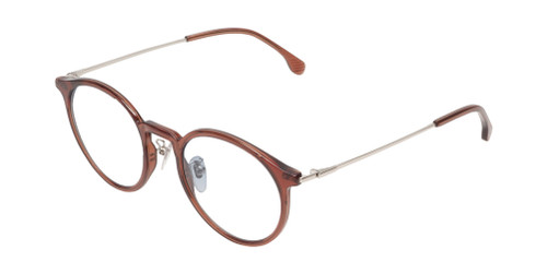 Profile View of Lozza SL4207M Designer Progressive Lens Prescription Rx Eyeglasses in Crystal Brown Unisex Round Full Rim Acetate 50 mm
