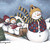 Holiday Christmas Theme Cleaning Cloth Snowmen on Sled