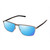 Profile View of Porsche Design P8285-C-56 Designer Polarized Sunglasses with Custom Cut Blue Mirror Lenses in Gun Metal Silver&Matte Grey Unisex Square Full Rim Titanium 56 mm