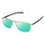 Profile View of Porsche Design P8285-D-56 Designer Polarized Reading Sunglasses with Custom Cut Powered Green Mirror Lenses in Gun Metal Silver&Matte Black Unisex Square Full Rim Titanium 56 mm